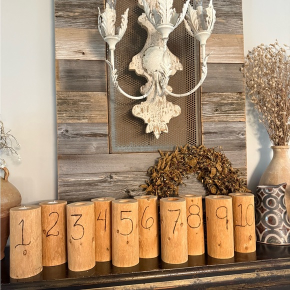 Bundle of 3 Numbers 4,5,6 Handcrafted Rustic Wooden Numbered Candle Holders - Picture 1 of 11